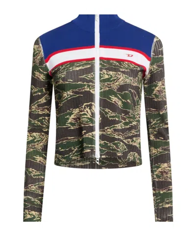Diesel Camouflage Knit Jacket In Multi