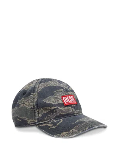 Diesel Baseballkappe Mit Camouflage-print In Gray