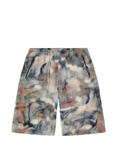 Diesel Camouflage-print Bermuda Shorts In Blue