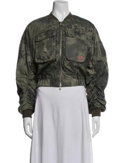 Pre-owned Diesel Camouflage Print Bomber Jacket In Green