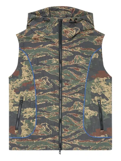 DIESEL CAMOUFLAGE-PRINT HOODED VEST