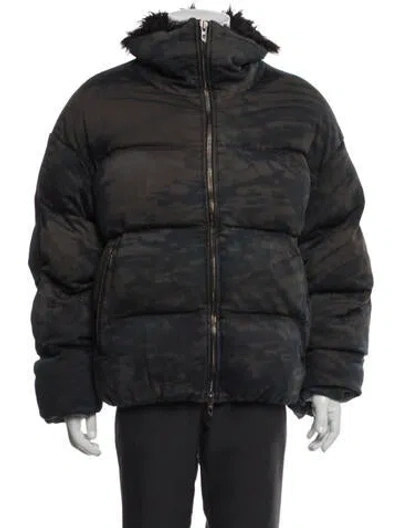 Pre-owned Diesel Camouflage Print Puffer Coat In Blue