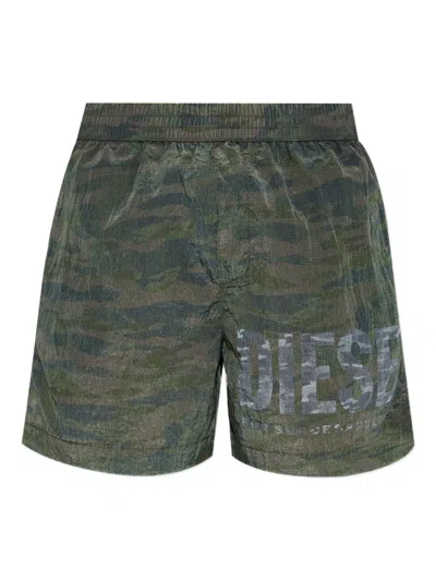 Diesel Camouflage-print Swim Shorts In Animal Print