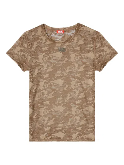 Diesel Camouflage Print T-shirt In Brown