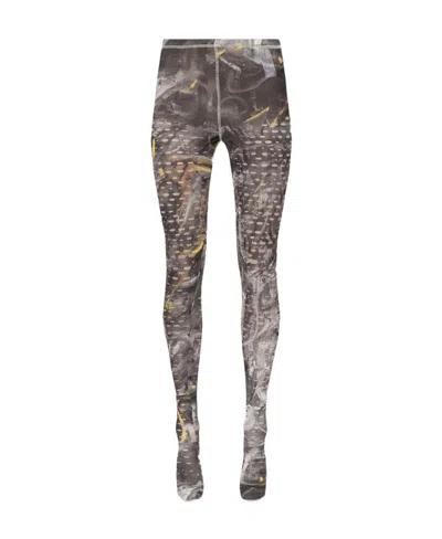 Diesel Camouflage-print Footed Leggings In Gray