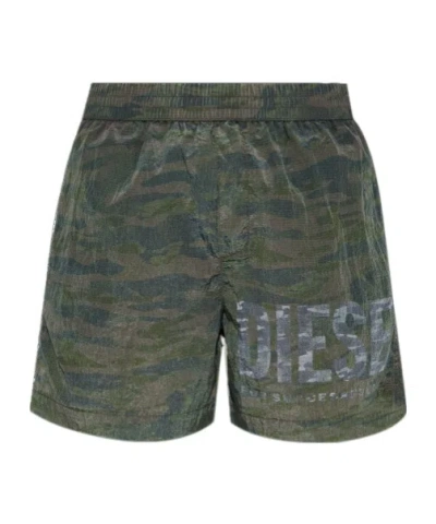 Diesel Camouflage-print Swim Shorts In Animal Print