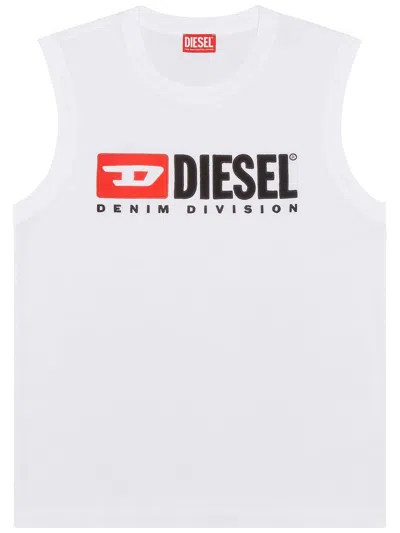 Diesel T-isco-div Cotton Tank Top In White