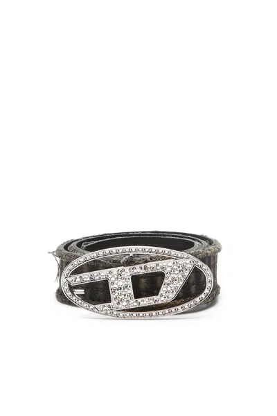 Diesel Cintura In Canvas E Pelle Con Strass In Tobedefined