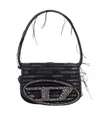 Diesel 1dr Bag In Jeans Canvas With Crystals In Black