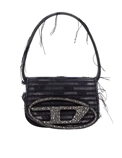 Diesel Canvas Shoulder Bag In Black