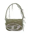 Diesel 1dr-iconic Shoulder Bag In Canvas And Leather In Green