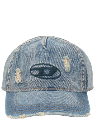 Diesel C-enic Distressed Logo-patch Baseball Cap In Blue