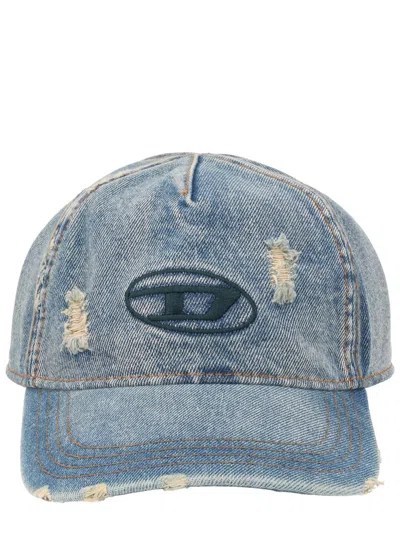 Diesel C-enic Distressed Logo-patch Baseball Cap In Blue