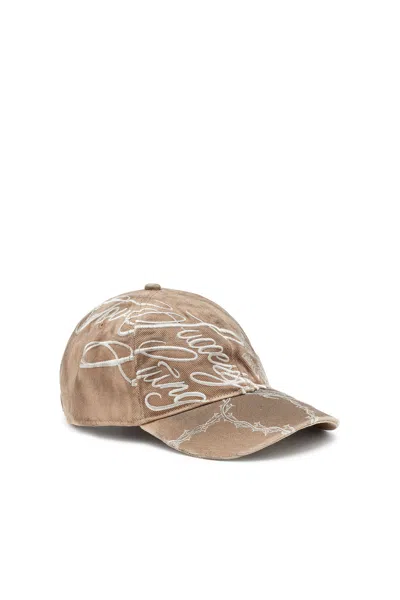 Diesel Cappello Da Baseball Distressed Ricamato In Brown