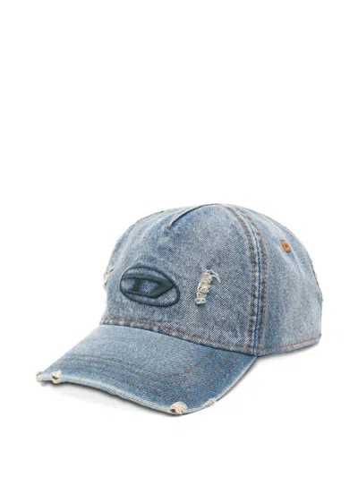Diesel C-enic Distressed Logo-patch Baseball Cap In Blue