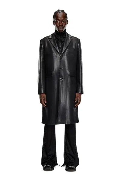 Diesel Cappotto In Fresco Lana Gessato In Black