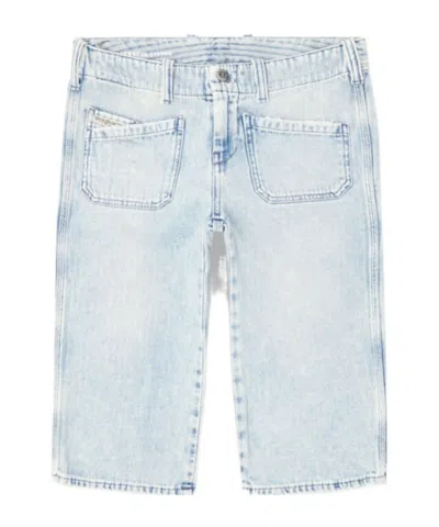 Diesel Capri Shorts In Herringbone Denim In White