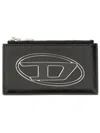 Diesel Flat Card Holder In Nappa Leather In Black