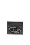 Diesel Card Holder In Washed Cotton And Leather In Gray