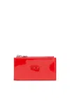 Diesel Logo-plaque Zip-fastening Card Holder In Red