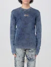 Diesel 'darin' Blue Crewneck T-shirt With Oval D Logo Cut-out On The Front In Blue