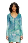 Diesel Cardigan In Metallic Solarised Knit In Blue
