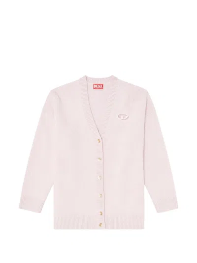 Diesel Cardigan In Wool And Alpaca Blend In Pink