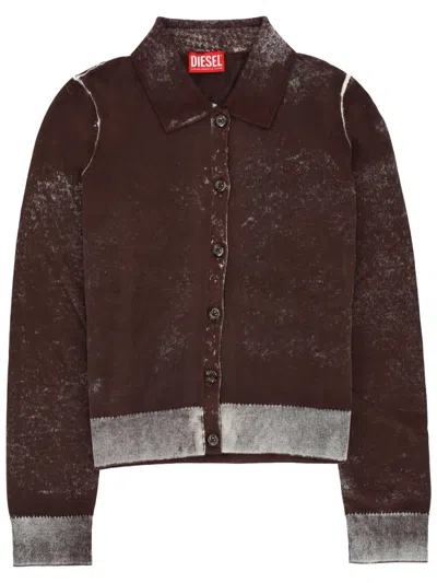 Diesel Regular Fit Cardigan In Brown