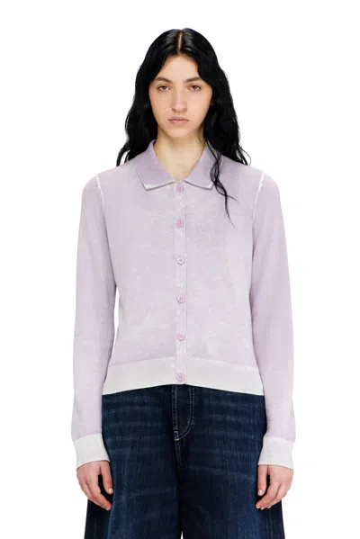 Diesel Cardigan With Faded Reverse Print In Purple