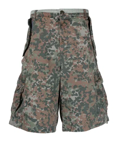 Diesel Cargo Camouflage Shorts In Gray