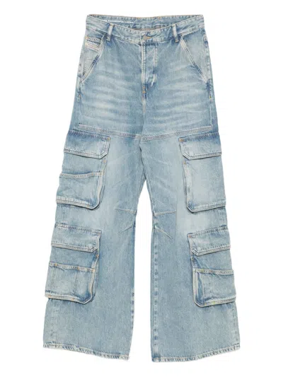 Diesel Women Cargo Denim Jeans In Blue