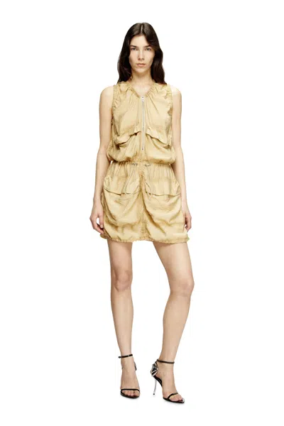 Diesel Cargo Dress In Treated Viscose-nylon In Beige