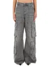 Diesel D-sire-cargo-d Grey Cargo Jeans With Low-rise Waist In Gray