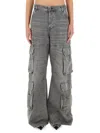 Diesel D-sire-cargo-d Grey Cargo Jeans With Low-rise Waist In Gray