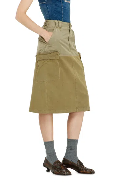 Diesel Cargo Midi Skirt In Cotton And Nylon In Green