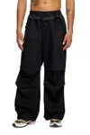 Diesel "gustaf" Layered Wide Leg Trousers In Black