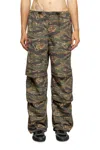 Diesel Cargo Pants In Camo-print Nylon In Green