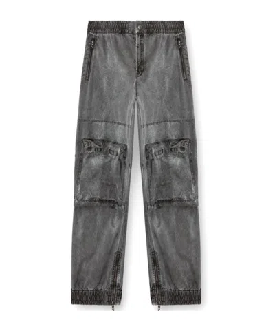 Diesel Cargo Pants In Cotton Twill In Gray