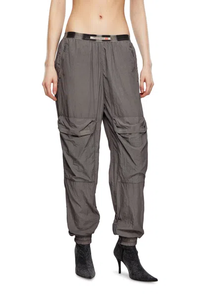 Diesel Cargo Pants In Faded Nylon In Grigio