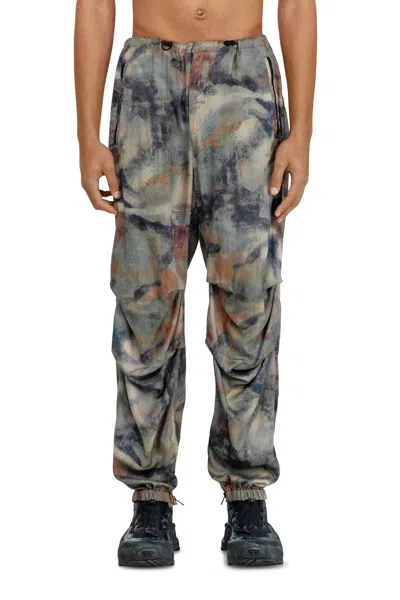 Diesel Cargo Pants In Printed Fabric In Multi