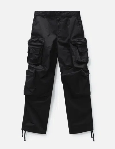 Diesel Pantaloni Cargo In Raso Di Cotone Stretch In Black