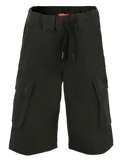 Diesel Kids' Cargo-pocket Drawstring Shorts In Black