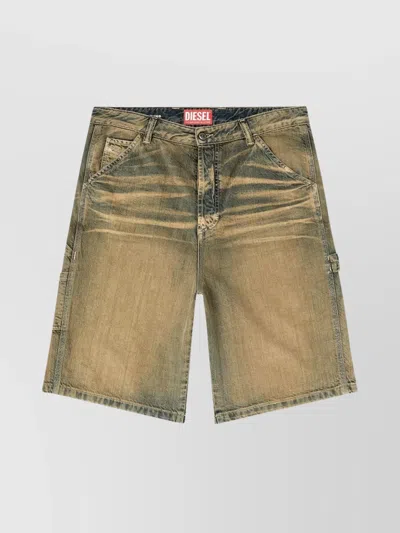 Diesel Cargo Pocket Knee-length Shorts In Yellow