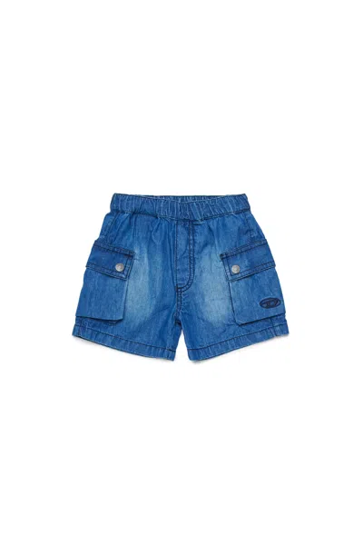 Diesel Kids' Cargo Shorts With Logo In Blue