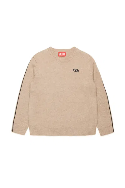 Diesel Kids' Cashmere-blend Plain Knitted Pullover In Beige