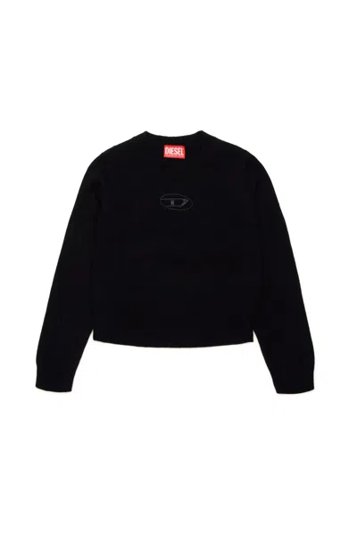 Diesel Kids' Cashmere-blend Plain Knitted Pullover In Black