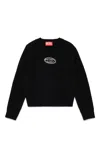 Diesel Pullover Misto Cashmere Con Ricamo Oval D In Black