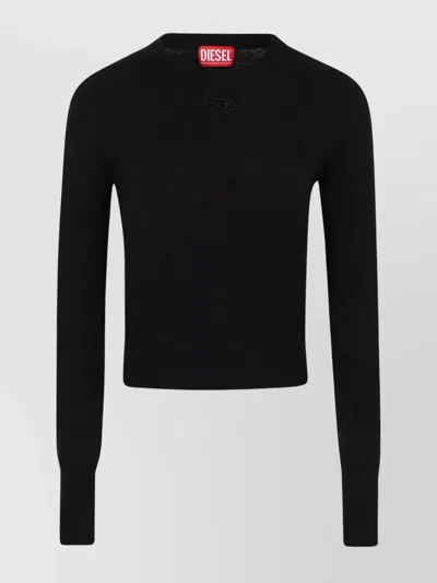 Diesel Cashmere Wool Slim-fit Cutout Long-sleeve Jumper In Black