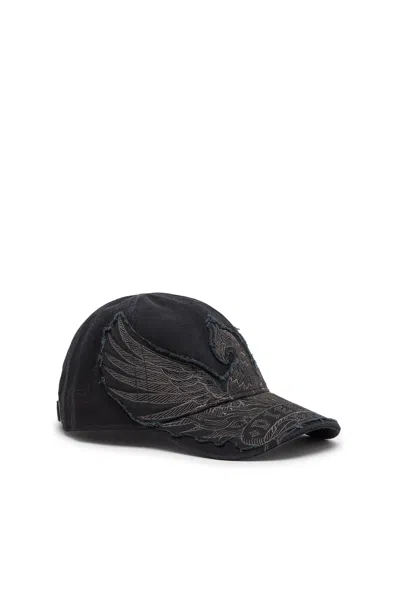 Diesel Baseball Cap With Phoenix Embroidery In Black