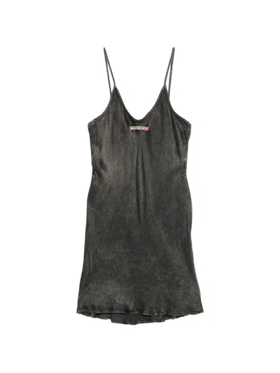 Diesel Cassidy Acid-wash Logo-patch Mini Dress In Multi